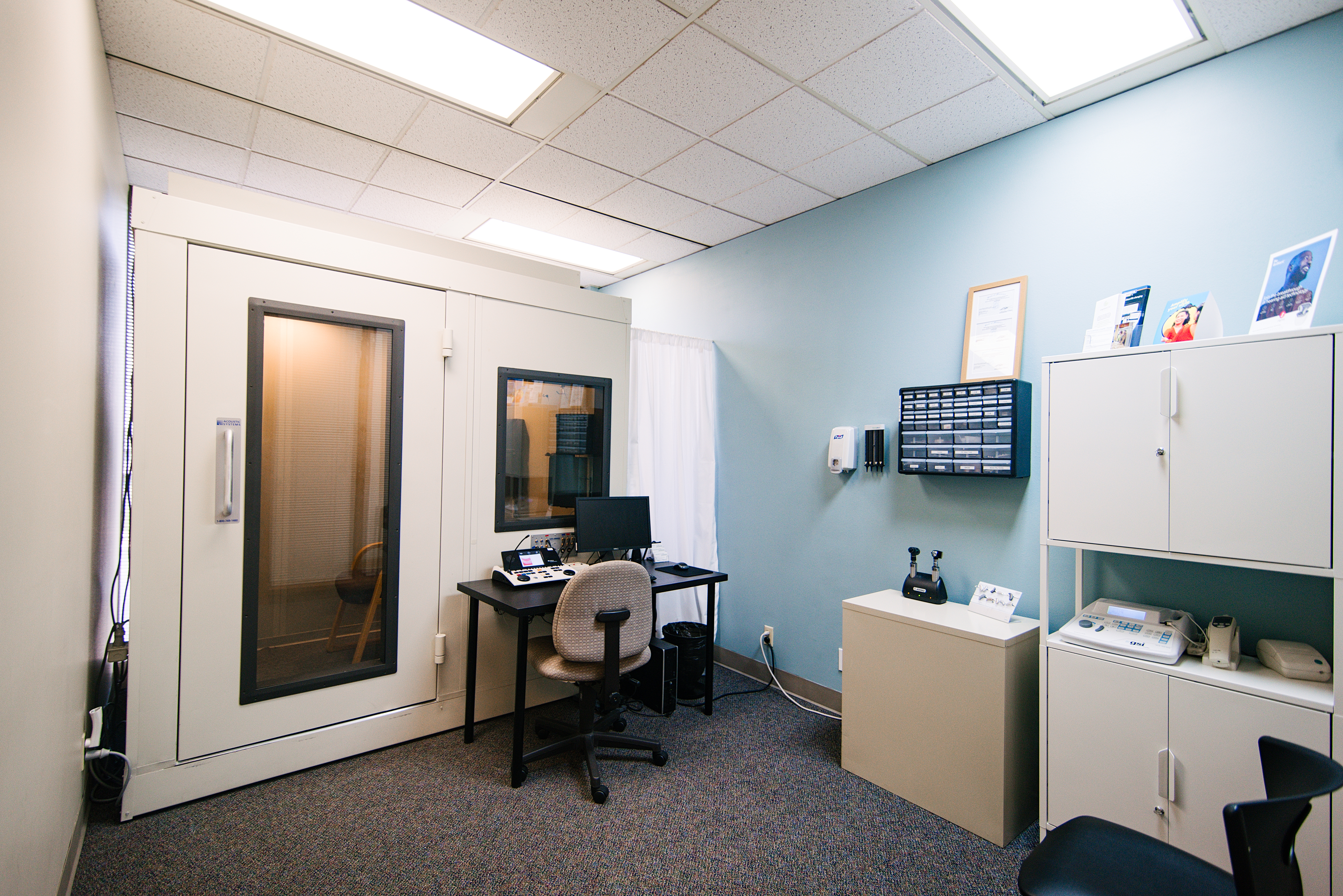 The hearing test booth at Hearing Consultants