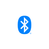 Bluetooth symbol in white on a blue oval background.