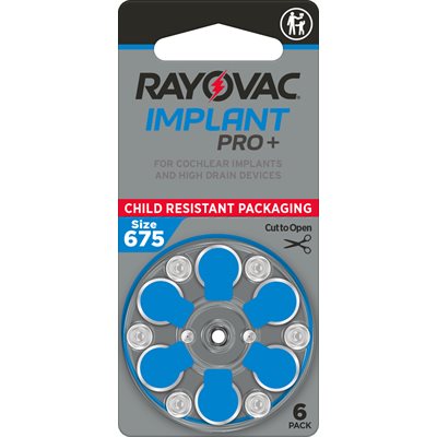 Rayovac Implant Pro+ Cochlear - Size 675 (10 cards of 6 batteries)